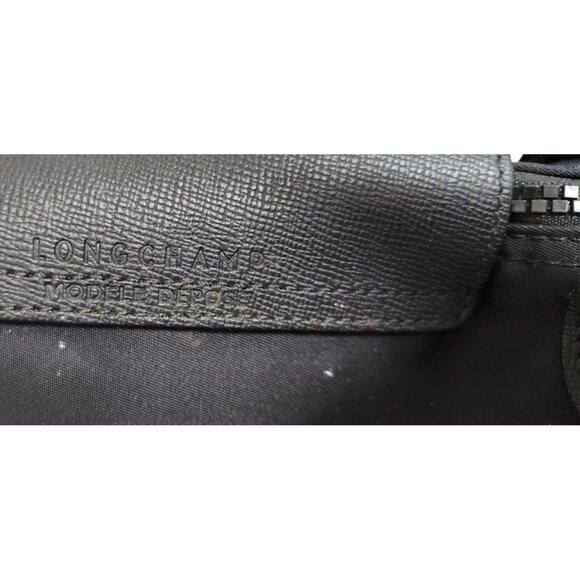 Longchamp Le Pliage Large Nylon Tote Bag Black Leather Trim Shoulder Purse - Picture 9 of 15